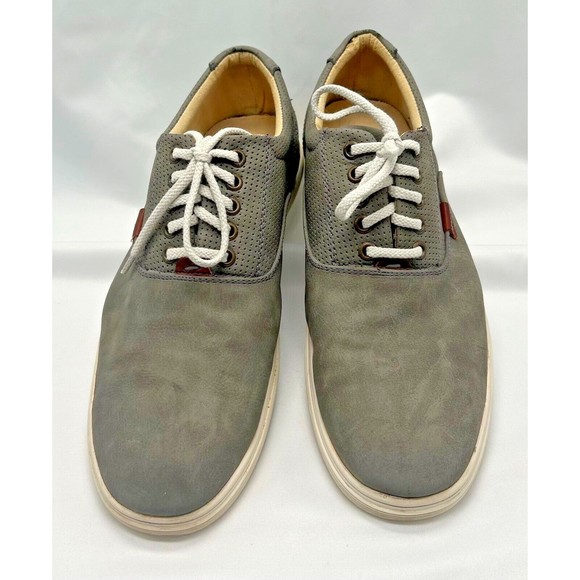 STEVE MADDEN M-Renold Gray Leather Sneakers- Grey Suede Boat Shoes- Men'… - Picture 2 of 9